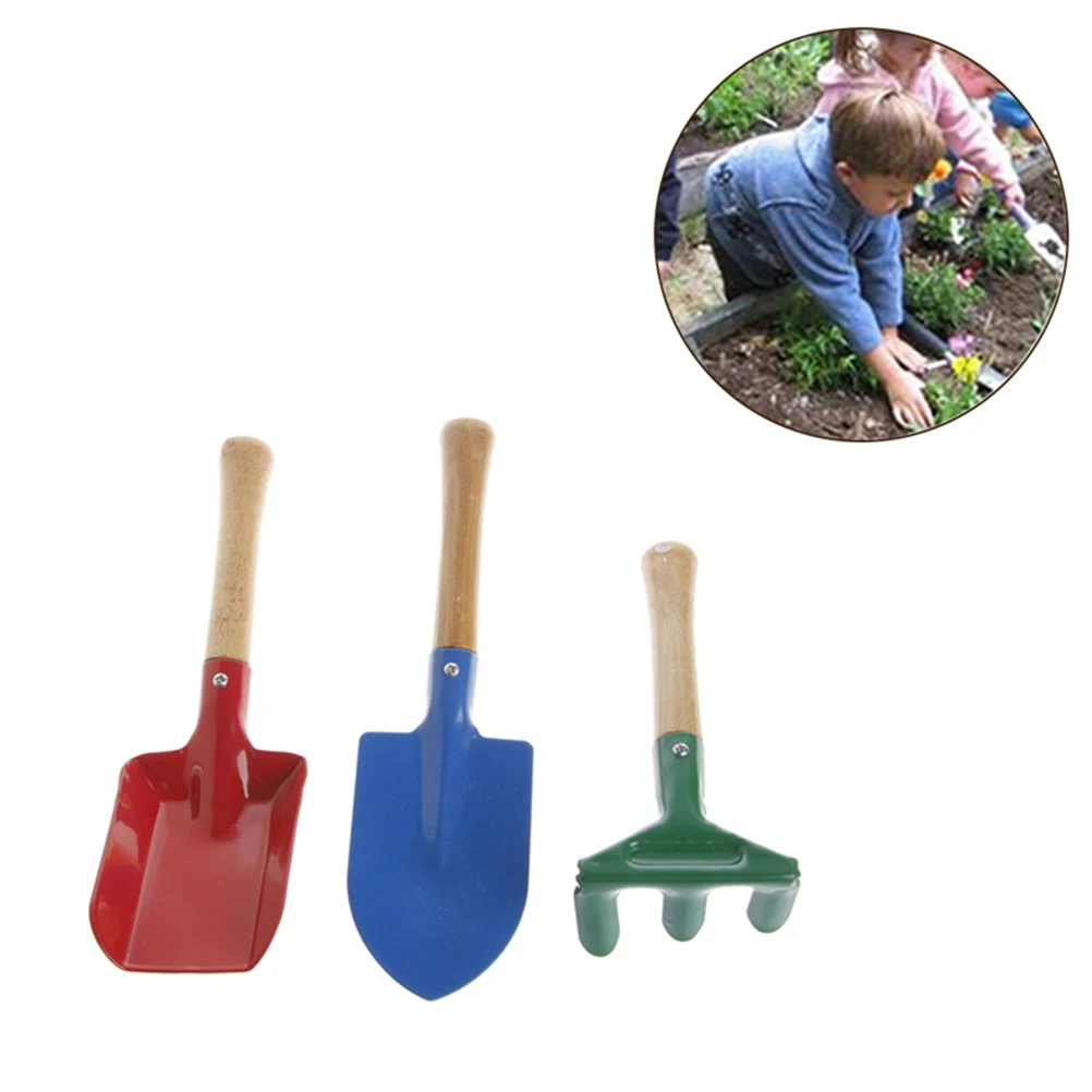 

6PCS/lot Kids Garden Tool Toys Bright Color Gardening Tools Set With Sturdy Wooden Handle Engineering Maintenance beach toys