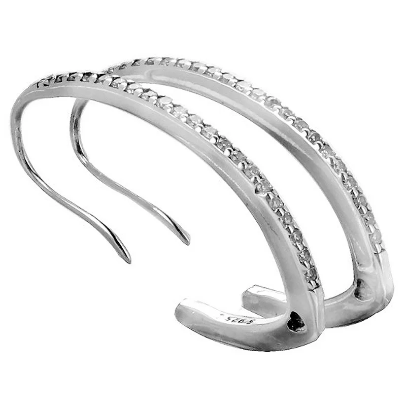 

Original Oval Sparkle Hoop Earrings With Crystal For Women 925 Sterling Silver Earring Wedding Gift DIY Europe Jewelry