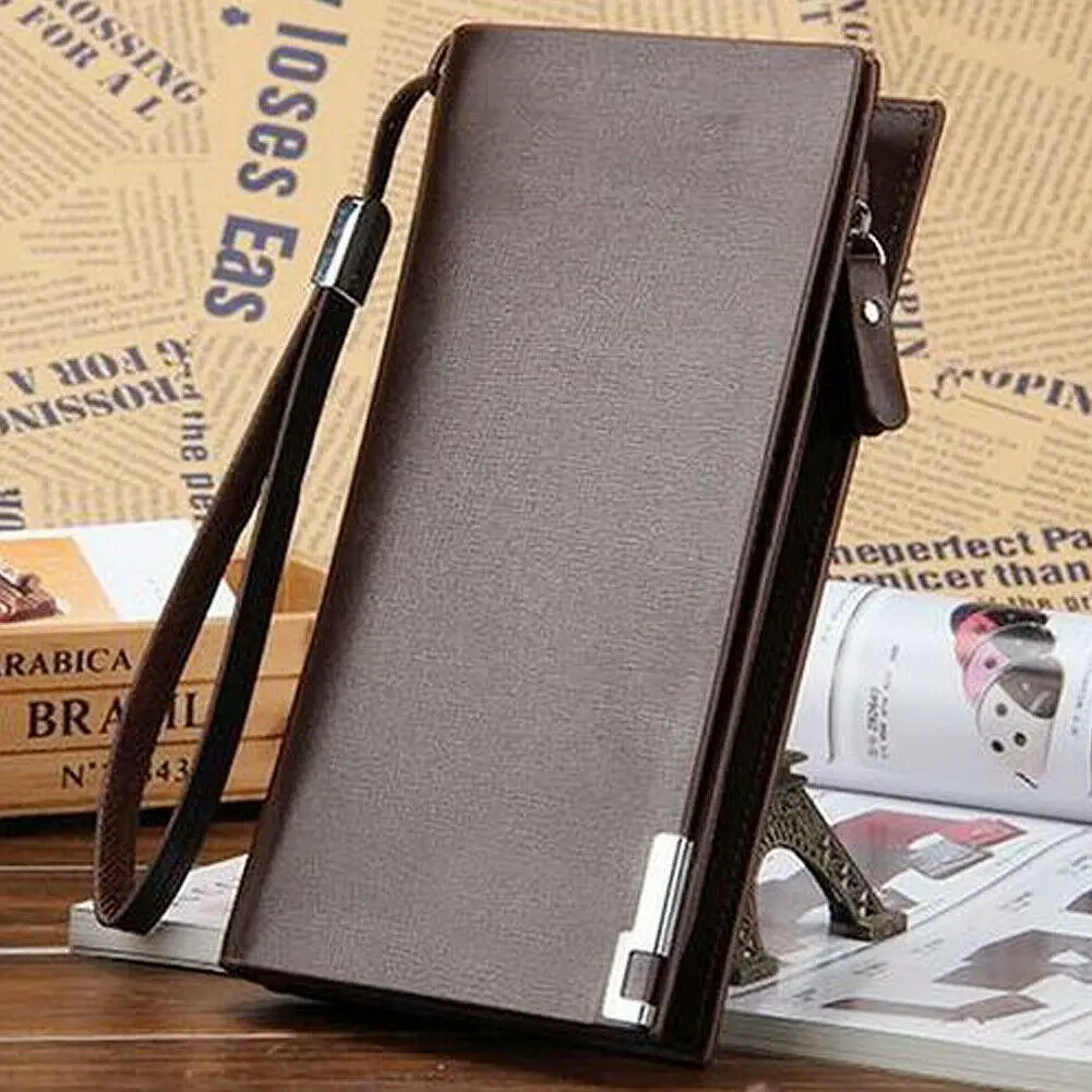 

Fashion New Trend Men's Hasp Zip Wallet Oil Wax Leather Money Organiser ID Card Holder Checkbook Purse Wallet