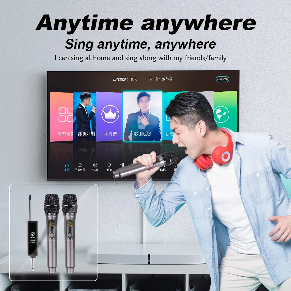 Wireless Microphone G-MARK X220U UHF Recording Karaoke Handheld With Rechargeable Lithium Battery Receiver studio microphone