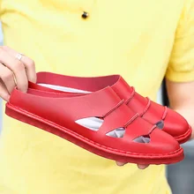 Летние новые стильные мужские сандалии ручной работы из воловьей кожи большого размера с закрытым носком повседневные сандалии для мужчин