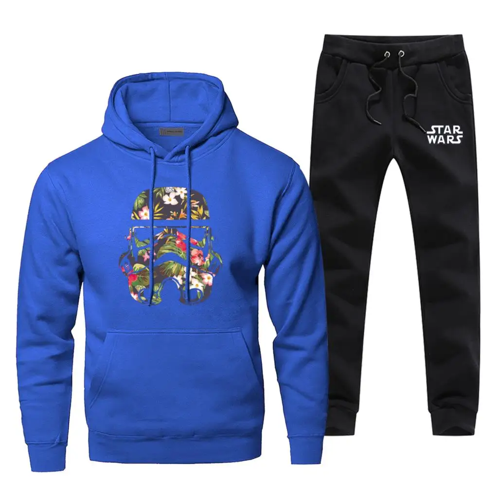 Звезда толстовки Star Wars Штаны комплект Для мужчин селфи штурмовика из мультфильма «Звездные войны костюм брюки и футболка впитывает пот и Штаны спортивной одежды на осень из 2 предметов, спортивный костюм