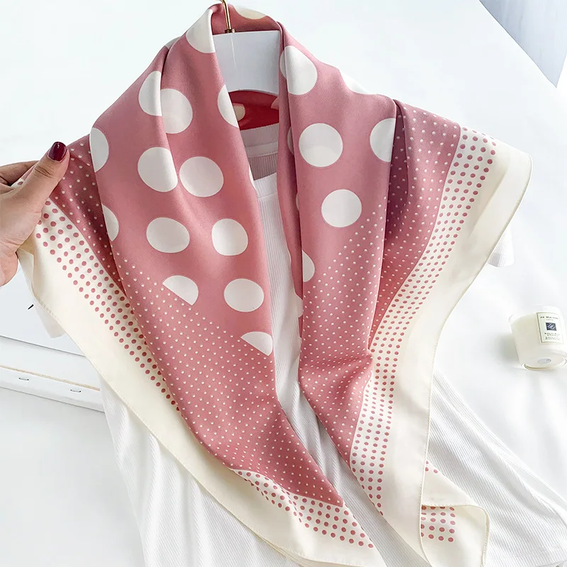90*90 см Испания модный бренд дизайн шарф большой маленький горошек печати шелковые шарфы квадратный носовой платок обертывание шеи снуд роскошная сумка шарфы