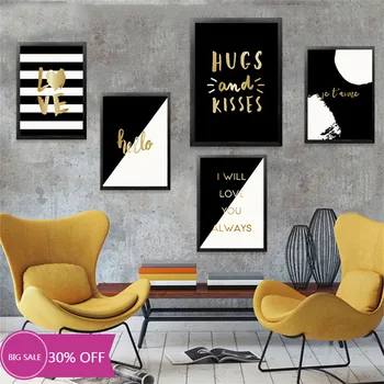 

Christmas Decoration Canvas Painting Posters Black, Gold and White Letters Wall Art Picture for Living Room Decoration Home Deco