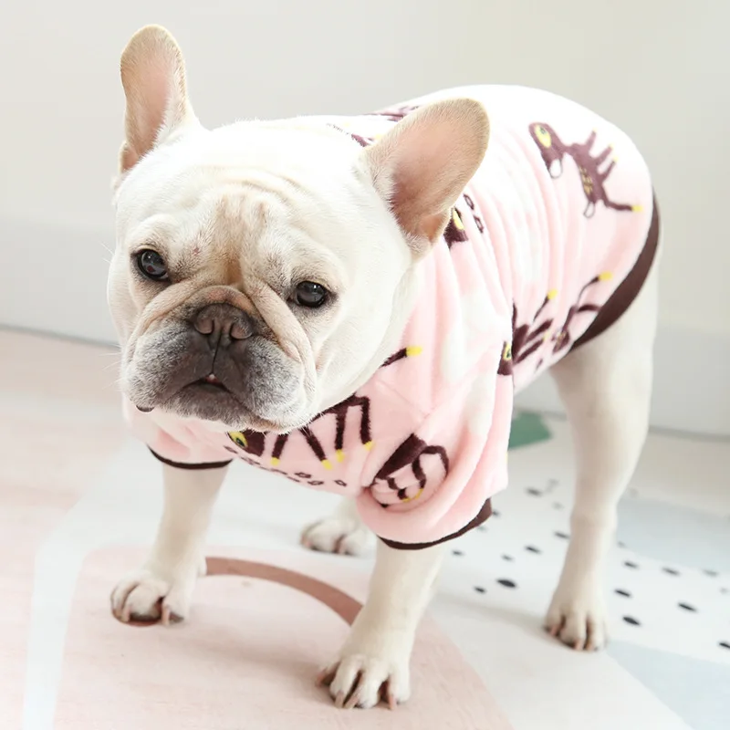 Daisy FallWinter velvet thick Dog sweater cardigan button fat Small dog  Clothes pug English Bulldog Outfits French bulldog - AliExpress