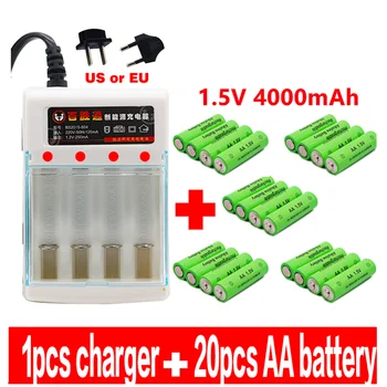 

2020 New Tag 4000 MAH rechargeable battery AA 1.5 V. Rechargeable New Alcalinas drummey +1pcs 4-cell battery charge