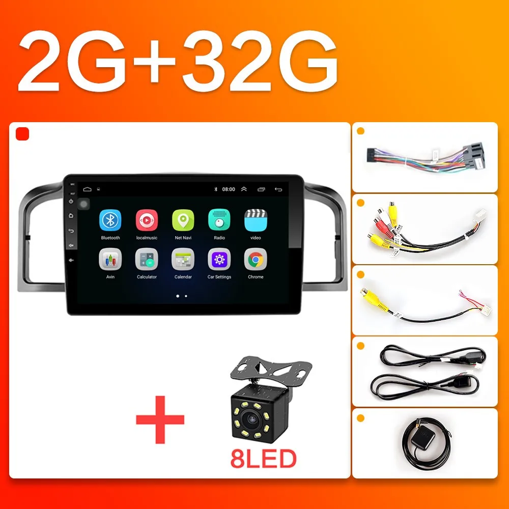 2G-32G-8LED-UI2 2 din, Android 8,1, автомагнитола, автомобильная навигация, gps, 9 дюймов, Автомобильная магнитола, мультимедийный видео плеер для Lifan 620/Solano, поддержка зеркала - Цвет: 2G-32G-8LED-UI2