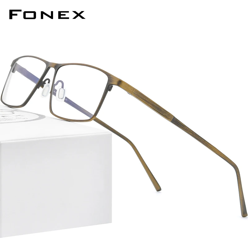 

FONEX Pure Titanium Glasses Frame Men Retro Vintage Square Eyewear 2020 New Prescription Optical Myopia Eyeglasses Frames 8552