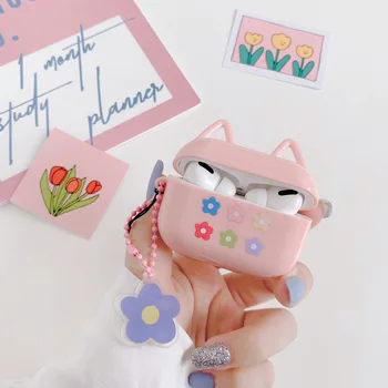 

coque for AirPods Pro 3 AirPods 2 Case cover Korea flower Lovely cat Keyring Earphone Protection Case for Air Pods 2 Cover