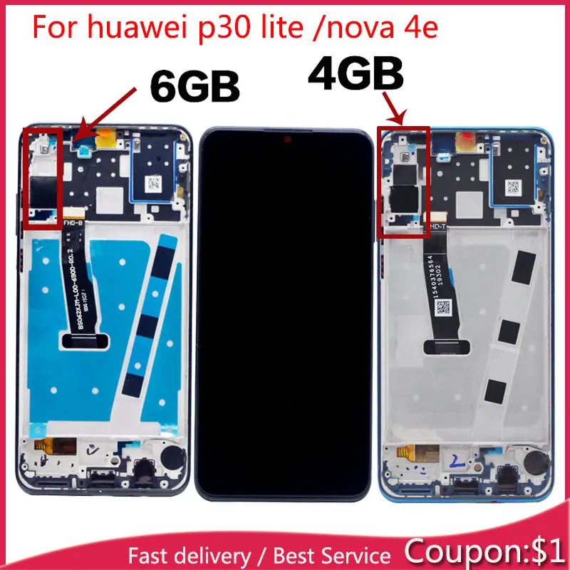 

Top Quality For HUAWEI P30 Lite LCD Screen With Touch Panel Sensor Assembly Digitizer For HUAWEI NOVA 4E LCD Dispaly Replacement