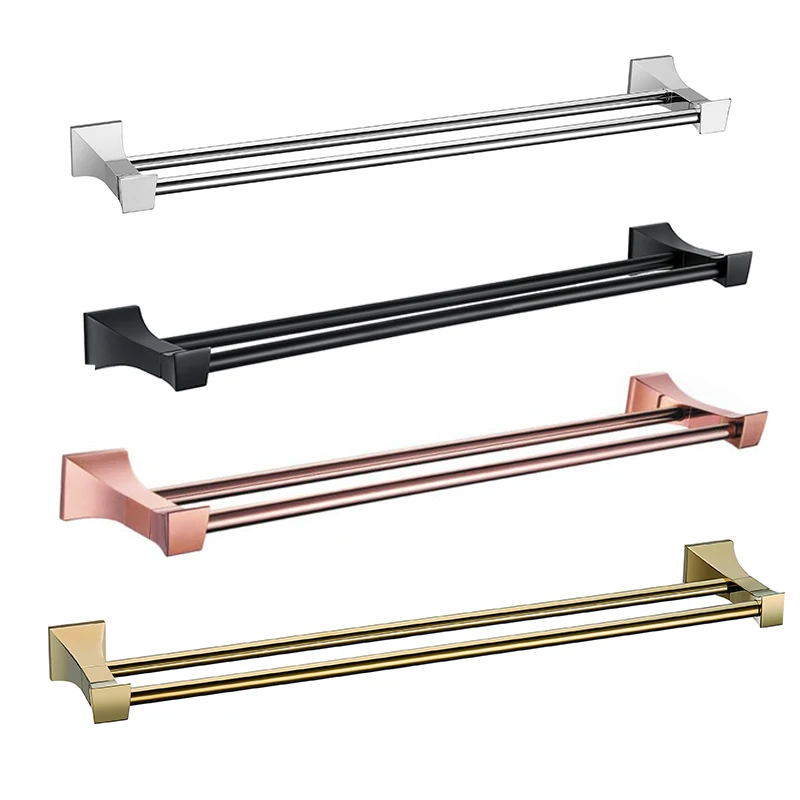 Rose Gold Towel Racks Bathroom Chrome Finish Matt Black Stainless Steel