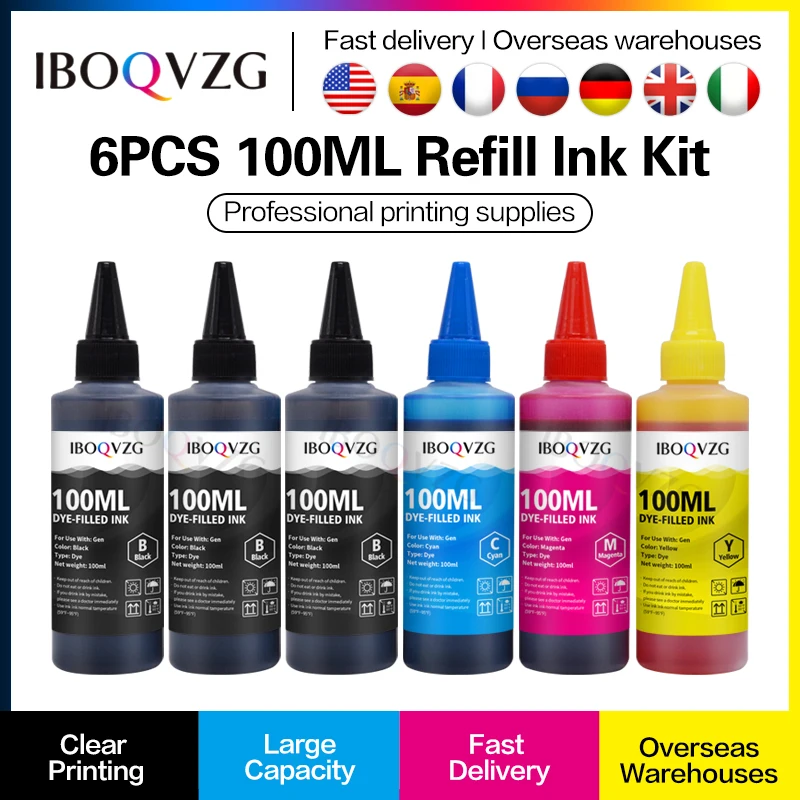 • Kit Inchiostro Di Ricarica Universale Da 100Ml Per Epson Per Canon Per Hp Per Stampante A Getto D'Inchiostro Brother Inchiostro Per Stampante A Cart