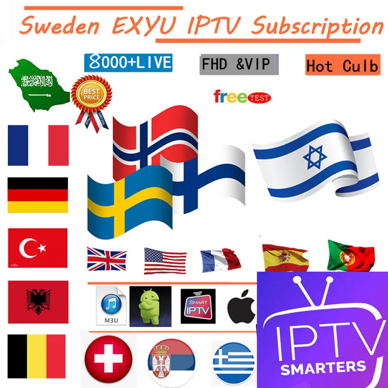 IP tv французский арабский Испания Бельгия немецкий Великобритания IPTV M3U подписка для Android Ssmart tv MA9 Enigma2 бесплатный тест 24 часа