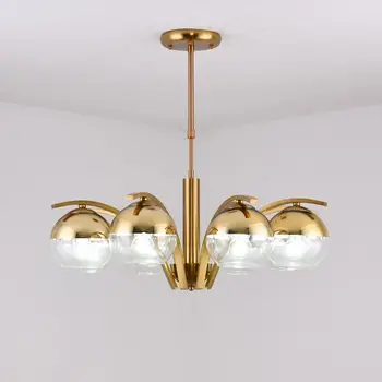 

Glass Lamp Lustre Chrome Chandelier Lighting Modern Living Room Kitchen Indoor Decor Home Light Fixtures Copper Metal Design E27