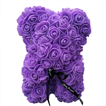 

25cm Simulation Rose Bear Birthday Gift Eternal Flower Valentine's Day Gift Hug Bear Gift Box Pe Rose Flower