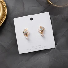 Роскошные Красочные Стразы, звезда, луна, красивые серьги-гвоздики для девочек, искусственный жемчуг, маленькие серьги, рождественские ювелирные изделия, подарок, мода