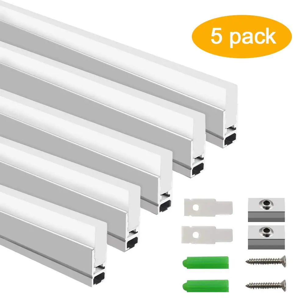 

5Pack 3.3ft/1M LED Crystal Aluminum Channel System, 8.5mm Ultra Thin Silver Track Extrusion Profile for LED Strip Light Installa