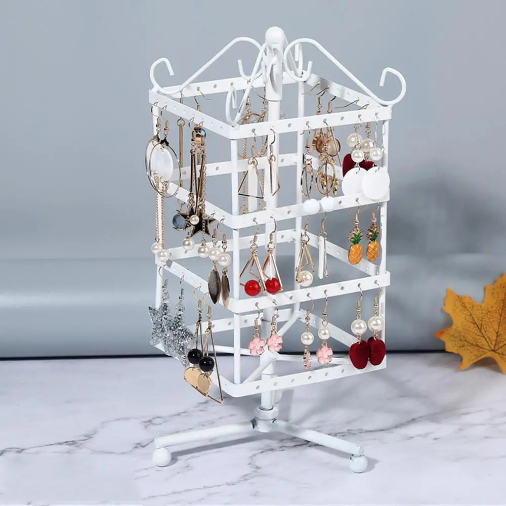 128 Holes 4 Tiers Metal Black Rotating Jewelry Display Stand Earring Holder Organizer Accessories For Women 1