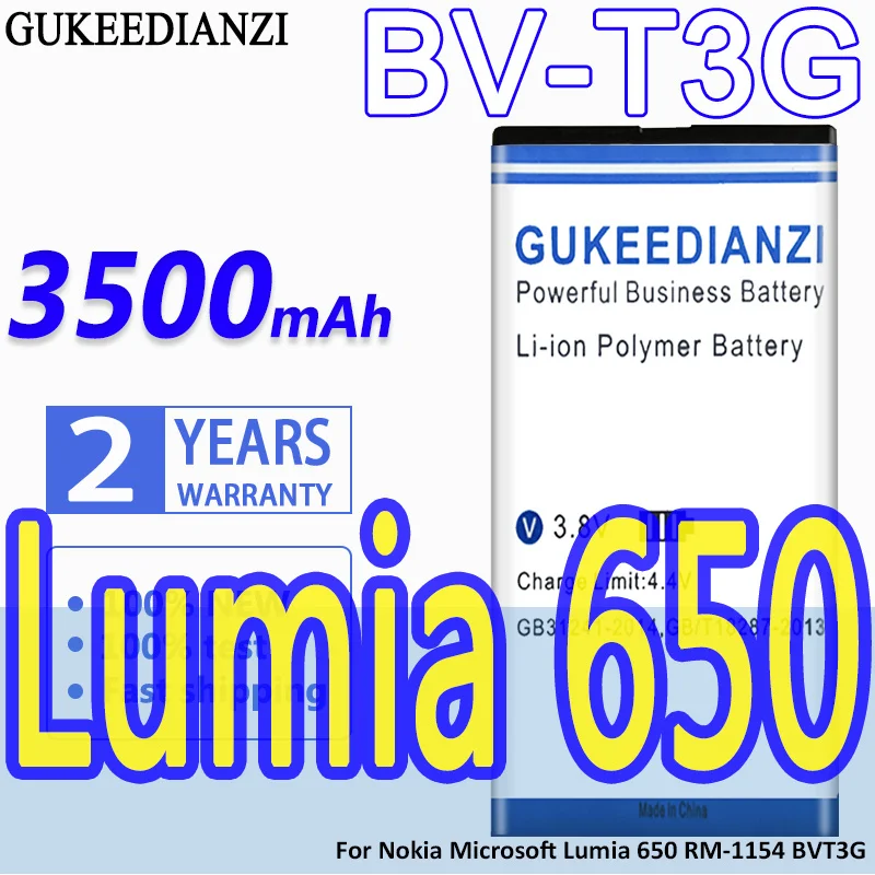 GUKEEDIANZI BV-T3G 3500 мАч аккумулятор телефона для Nokia Microsoft Lumia 650 RM-1154 BVT3G мобильный
