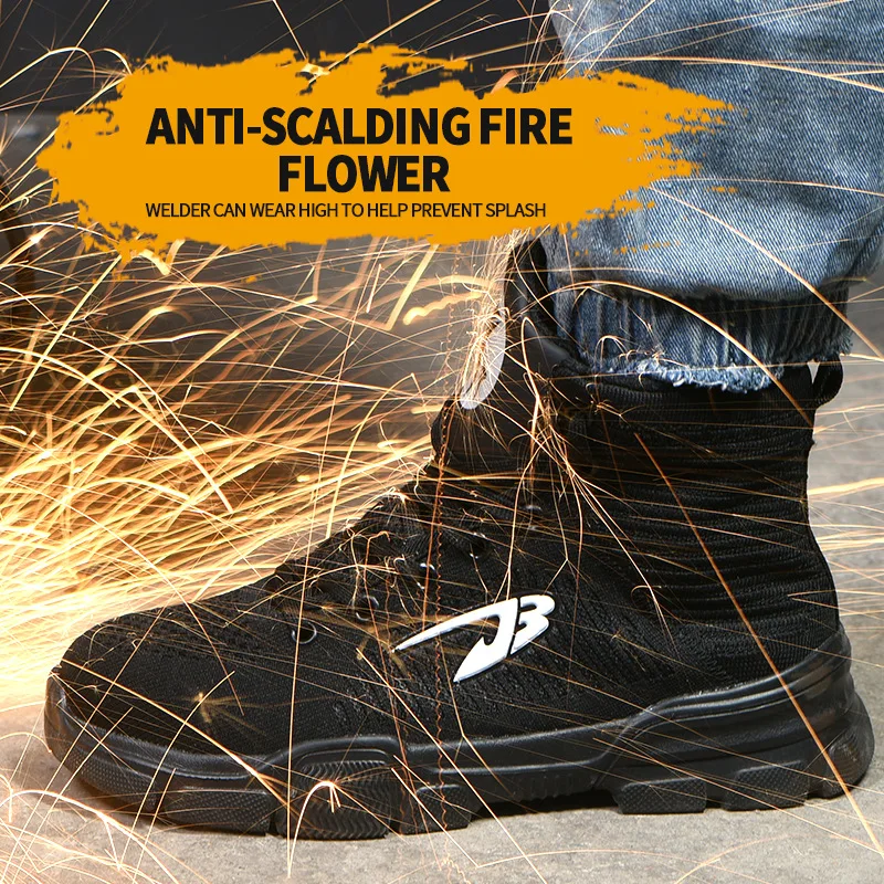 

High Top Autumn Winter Outdoor Safety Boots for Men Smash-proof Steel Toe Working Shoes Non-slip Anti-puncture Safety Boots