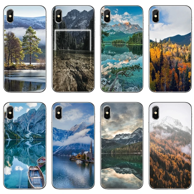 Горный зеркальный Зеленый Деревянный чехол для Samsung Galaxy S10E S10 Lite S9 S8 S7 S6 edge Plus S5 S4 S3