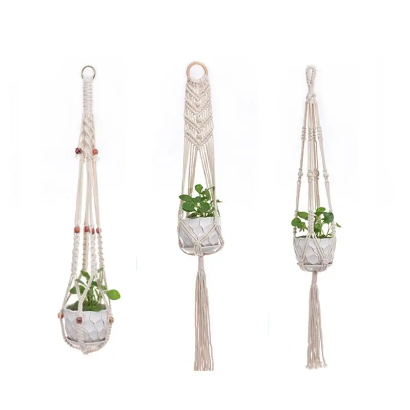 

3pcs/set Handmade Macrame Plant Hanger Indoor Outdoor Hanging Basket Flower Pots