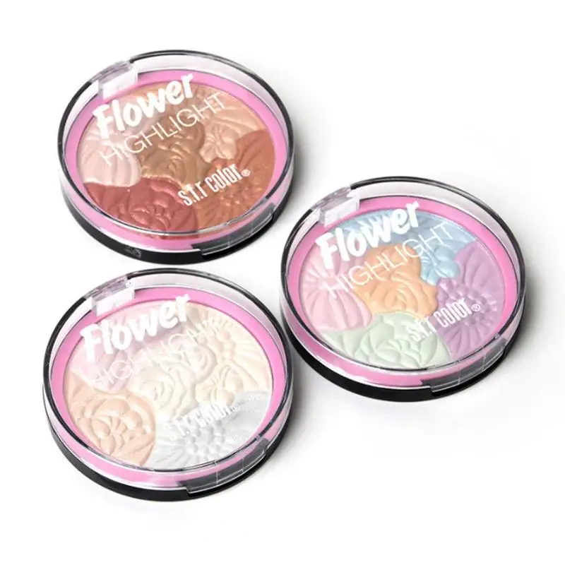 

3D Rainbow 5-color Highlight Makeup Concealer Powder Make Up Iluminador Face Cheek Highlighter Contour Bronzer Blush Eye Shadow