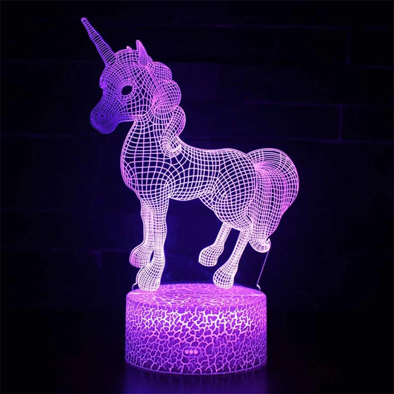  Linson 3D unicorn Led Light unicorn Animal Lamp Led Night Light USB Desk Table Lamp Luminaria Home  - 4000184321993