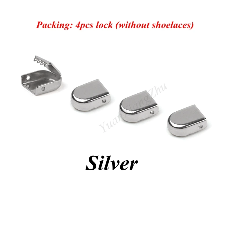 4 pcs Silver Новые эластичные шнурки без шнурков шнурки для обуви для отдыха на открытом воздухе кроссовки для быстрой безопасности плоские шнурки для детей и взрослых унисекс ленивые шнурки - Цвет: 4 pcs Silver