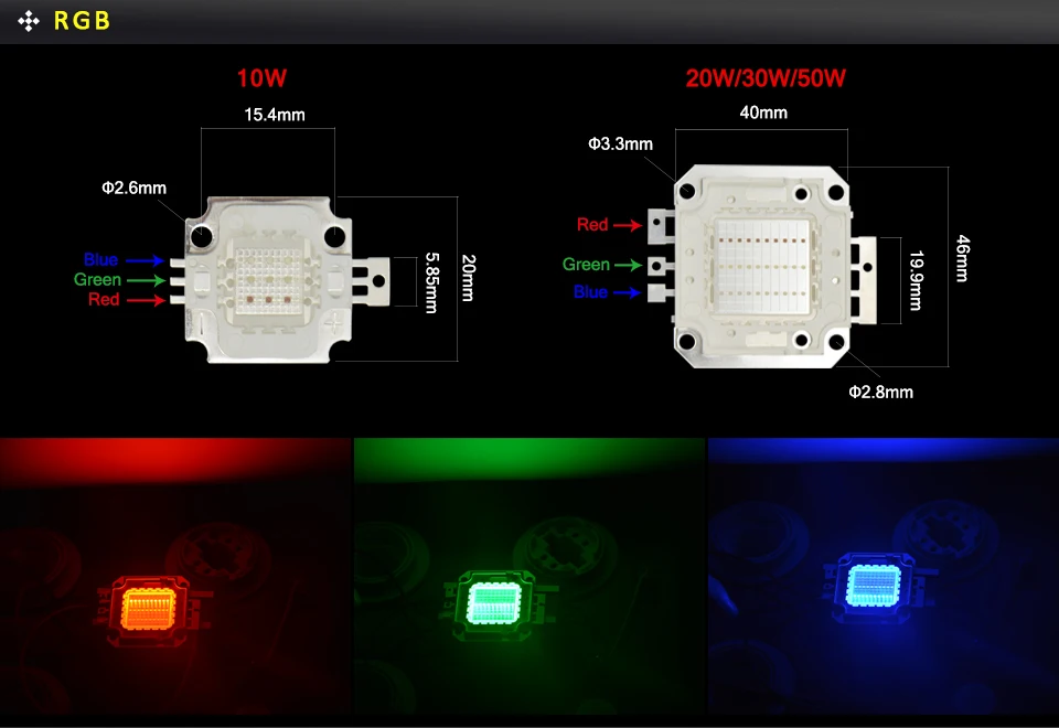 Высокий люмен светодиодный S RGB теплый белый светодиодный 100 Вт 10 Вт 20 Вт 30 Вт 50 Вт Интегрированный Светодиодный чип diy прожекторная софитная лампа светодиодный светильник светодиодный свет