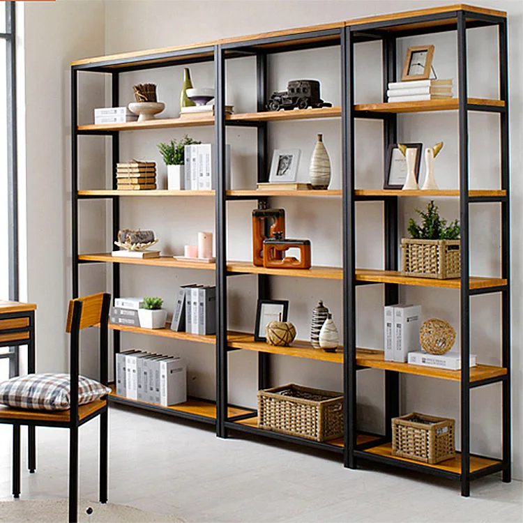

Manufacturers Direct Selling Steel Wood Bookshelf Multi-functional Storage Multifunctional Shelf Display Cabinet Wooden Stand