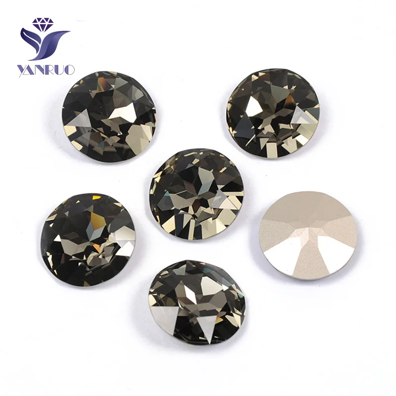 Black Diamond YANRUO 1201 круглые 27 мм большие стразы с кристаллами для шитья и одежды - Цвет: Black Diamond
