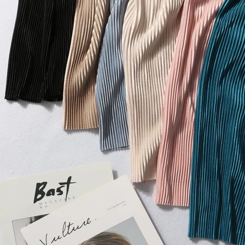 

Loose Casual Pleated Women's Thin Ankle-length Pants Fashion Trend Solid Color Wide Leg Pants