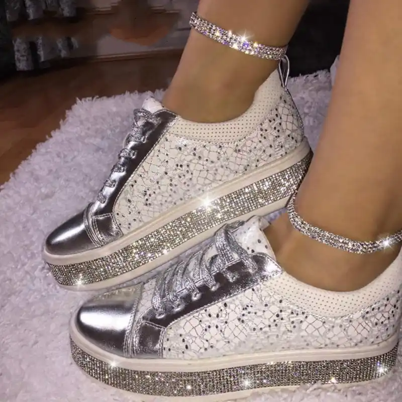 sparkling white shoes