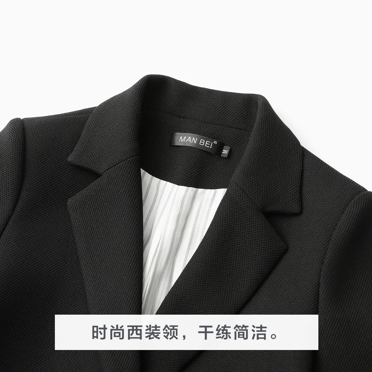 

Small Suit Coat Women's Mid-length 2019 Spring And Autumn New Style Black And White with Pattern Casual Tops Loose And Plus-size