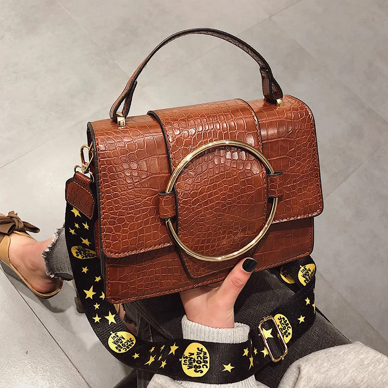 

Stereo Stone Pattern Square Sling Bag Fashion Big Ring One-Shoulder Oblique WOMEN'S Bag