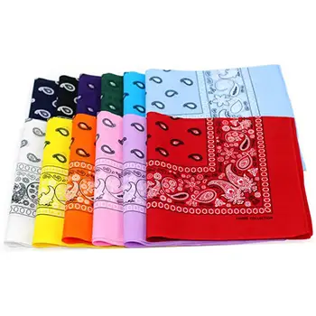 

12pcs Vintage Print Square Bandanas European Kerchief Headwraps Headband 55cm*55cm Black Red Paisley Headband