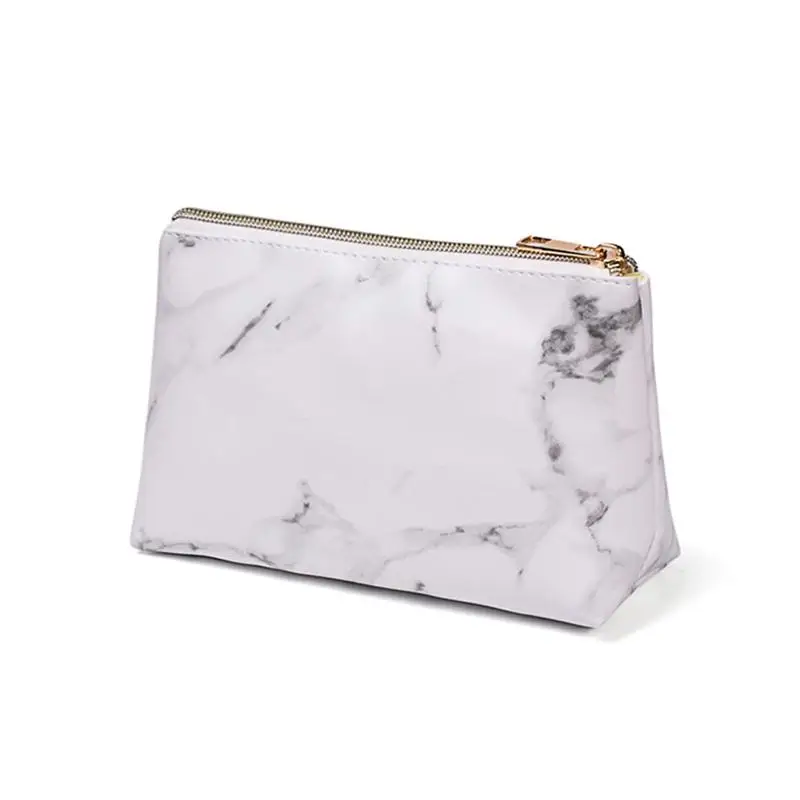 3pcs PU Waterproof Cosmetic Bags Marble Zipper Portable Toiletry Bag Makeup Bag for Travel(White
