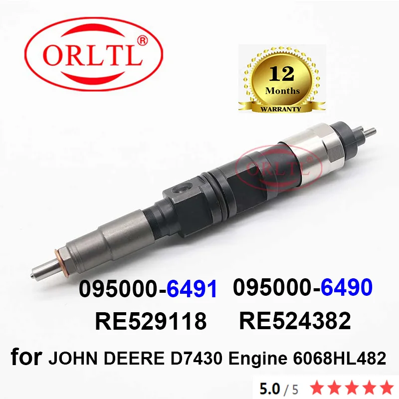 

ORLTL RE529118 RE524382 Common rail pump injector 095000-6490 0950006490 095000-6491 for OHN DEERE D7430 Engine 6068HL482