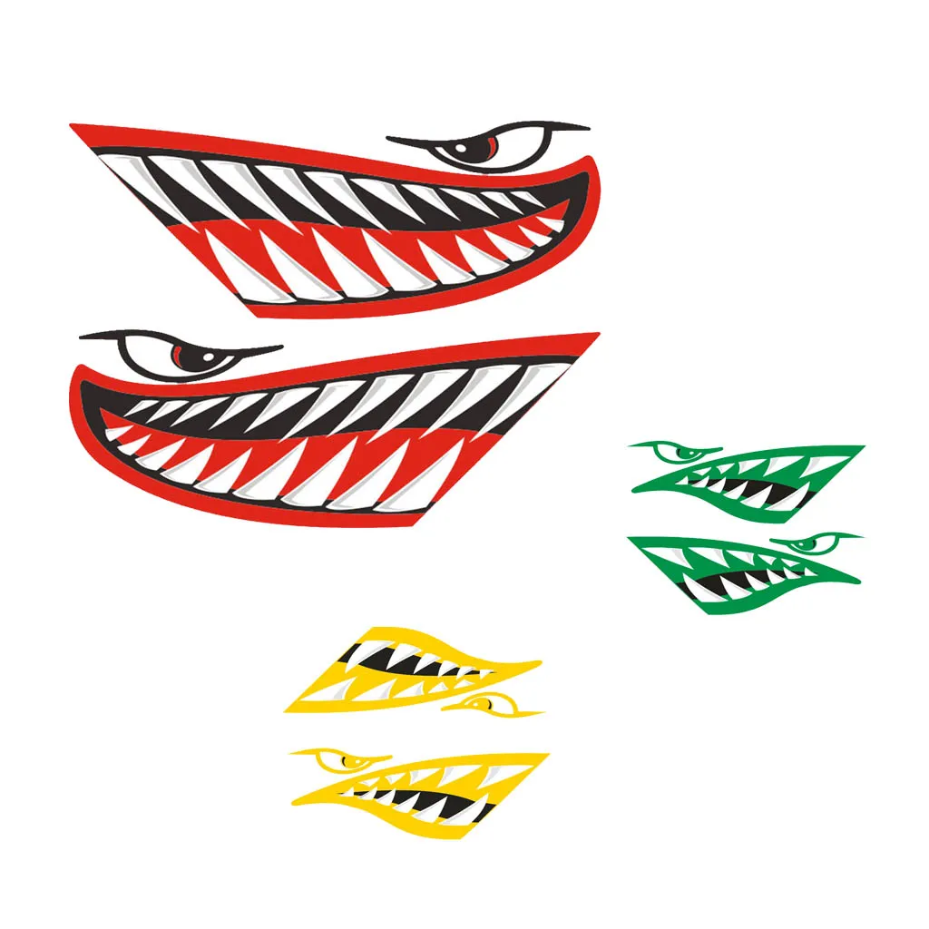 2 Pieces Vinyl Shark Teeth Mouth Decals Stickers for Kayak Canoe Boat Waterproof Self Adhesive Strong and Durable | Автомобили и