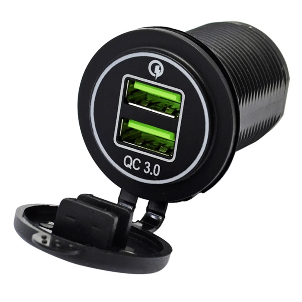 Быстрое зарядное устройство 12В QC3.0 USB для автомобиля мотоцикла прикуривателя