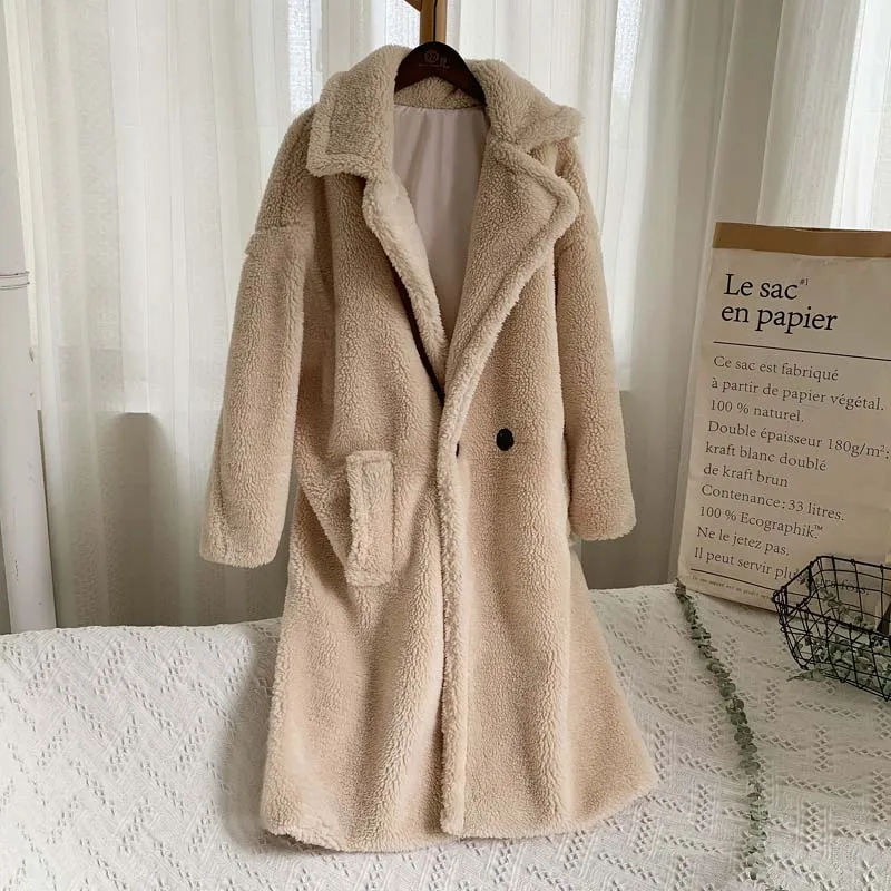 Womens Winter Coats Teddy Bear Feel Fur Long Oversized Luxury Thick Maxi  Jackets 