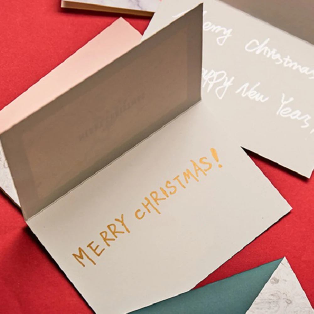 Высококачественные скандинавские мраморные контрастные рождественские поздравительные открытки с горячей штамповкой рождественские открытки спасибо открытки с конвертами