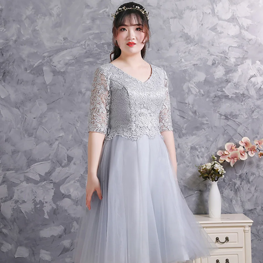 Короткое платье для выпускного вечера, v-образный вырез, Vestidos De Gala, размера плюс, длина ниже колена, ТРАПЕЦИЕВИДНОЕ ПЛАТЬЕ, женские вечерние платья, вечерние платья с рукавом до локтя, T153