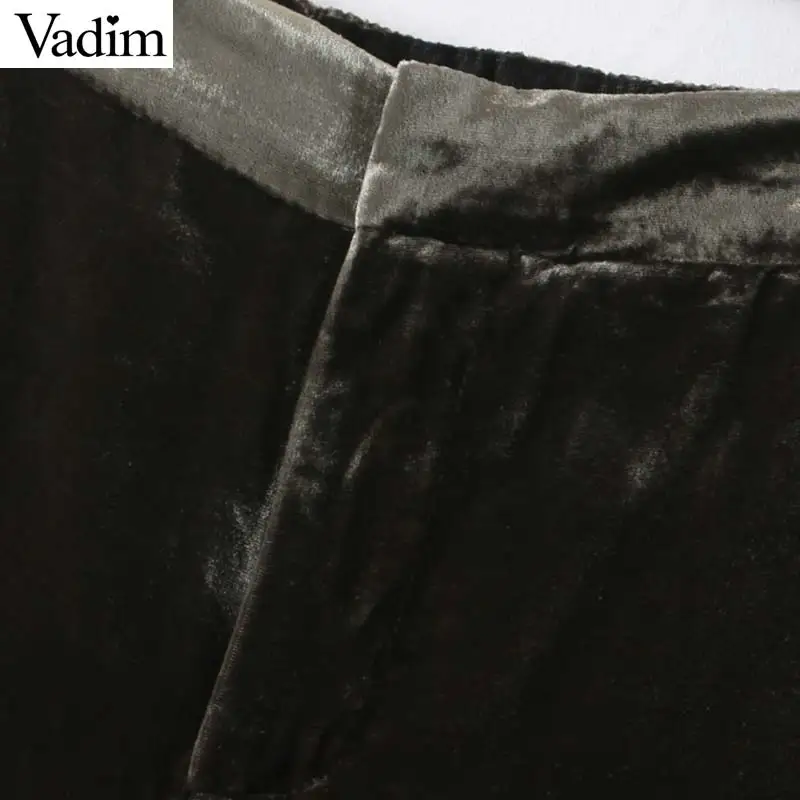 Женское элегантное платье vadim бархатные Длинные Штаны эластичная талия на молнии с карманами офисная одежда однотонные повседневные брюки до щиколотки KB207
