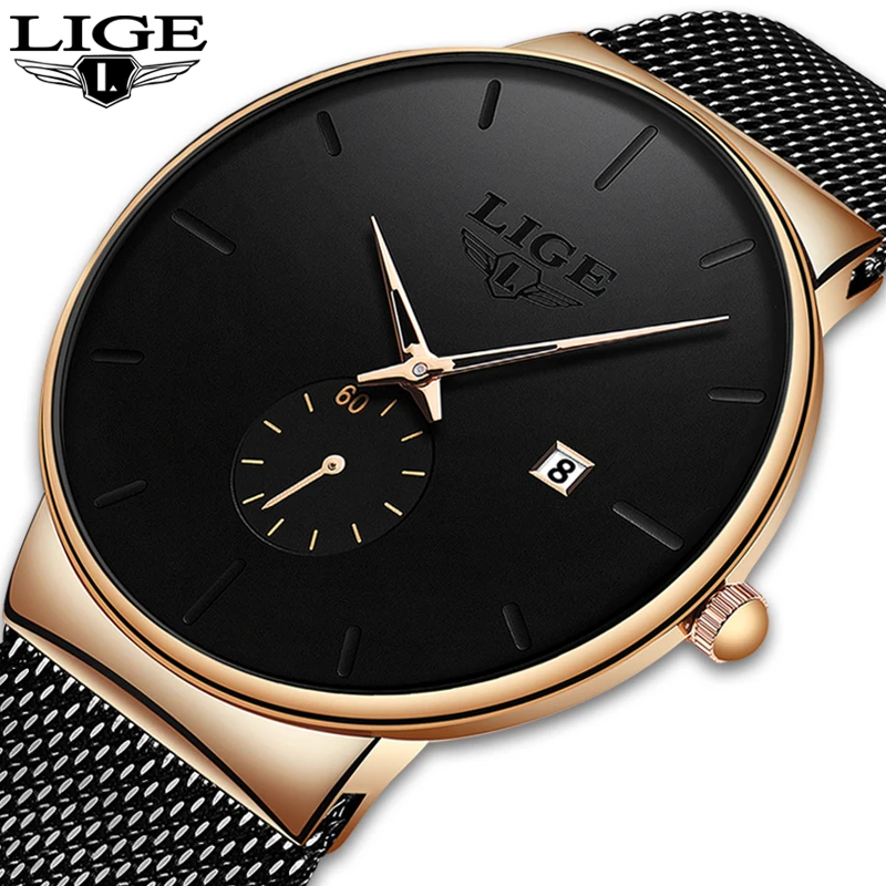 

Relojes Hombre 2020 LIGE New Mesh Mens Watches Top Brand Luxury Ultra-Thin Waterproof Quartz Watch Men Casual sport Quartz Clock