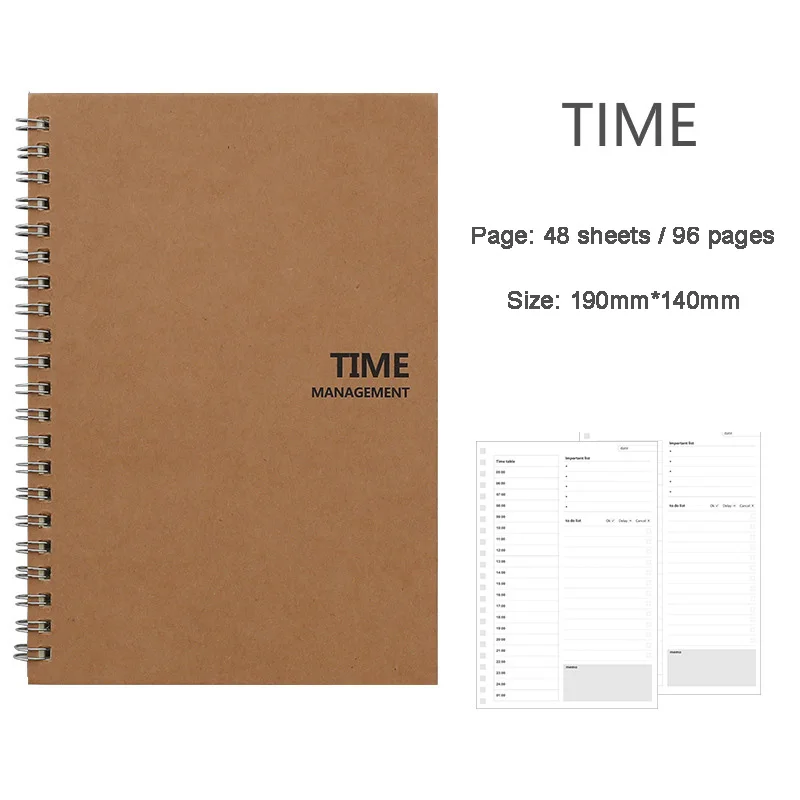 Agenda Retro Coil Notepad Daily Weekly Monthly Planner Organizer PP Cover Time Memo Notebook School Office Stationery - Цвет: Daily plan