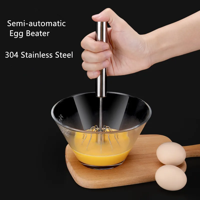 Mélangeur à œufs Fouet Semi-Automatique Cuisine - Batteur Manuel Acier Inox - 30cm - Mélange Œufs/Sauces - Sans Électricité Fouet Semi Automatique