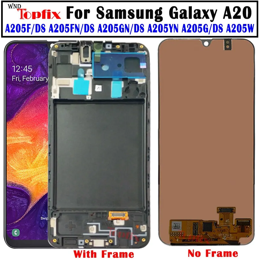 ЖК дисплей с дигитайзером для Samsung galaxy A20 сенсорный экран рамкой и A205/DS A205F A205FD