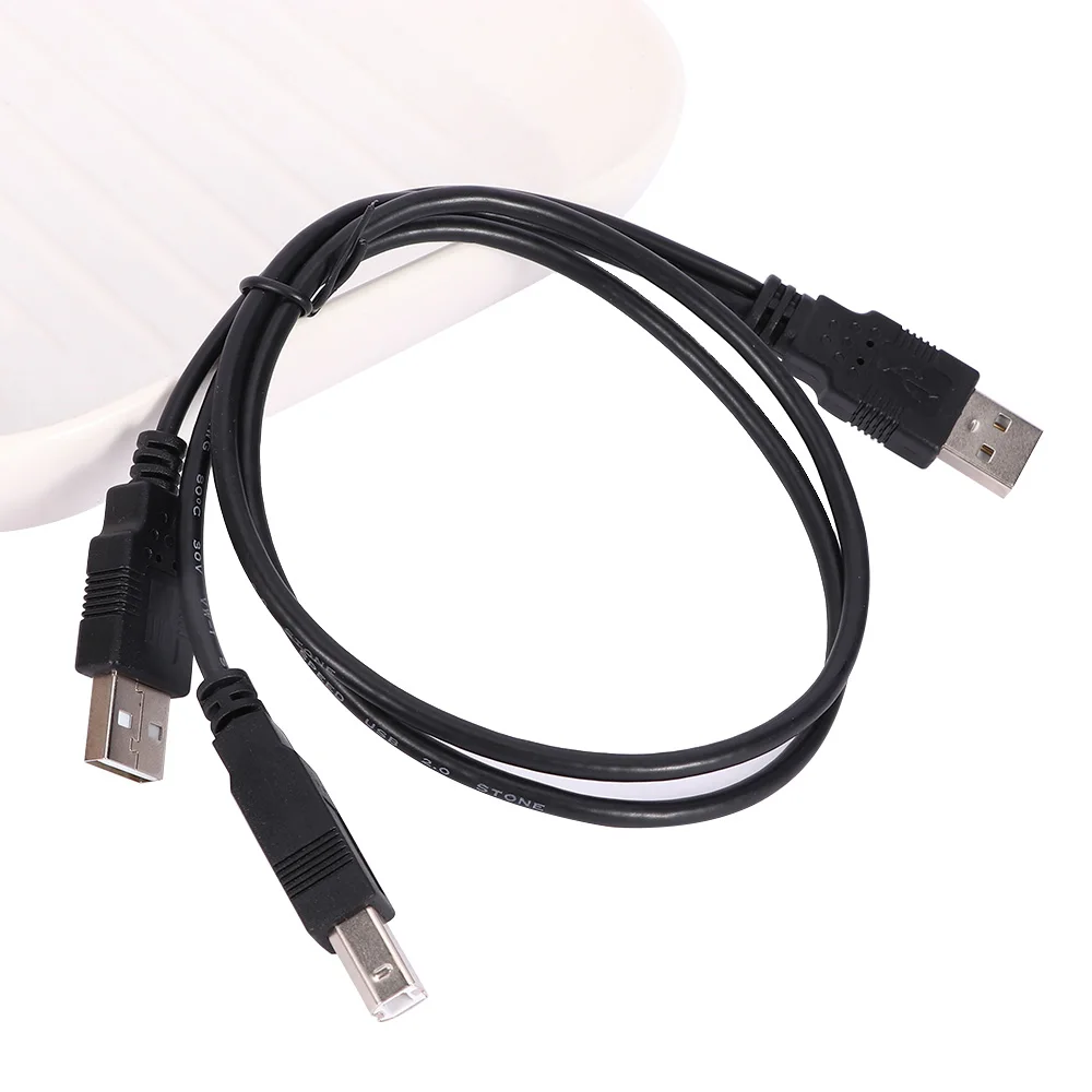 Высококачественный двойной USB 2,0 штекер к стандарту B Мужской Y кабель 80 см для принтера сканер внешний жесткий диск